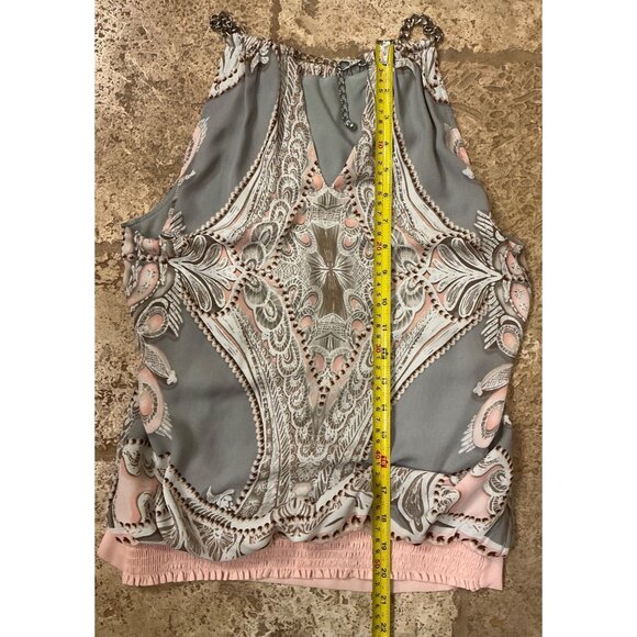 Cadies Womens Sleeveless Chain Halter Top With Paisley Print & Elastic Hem - Picture 5 of 5